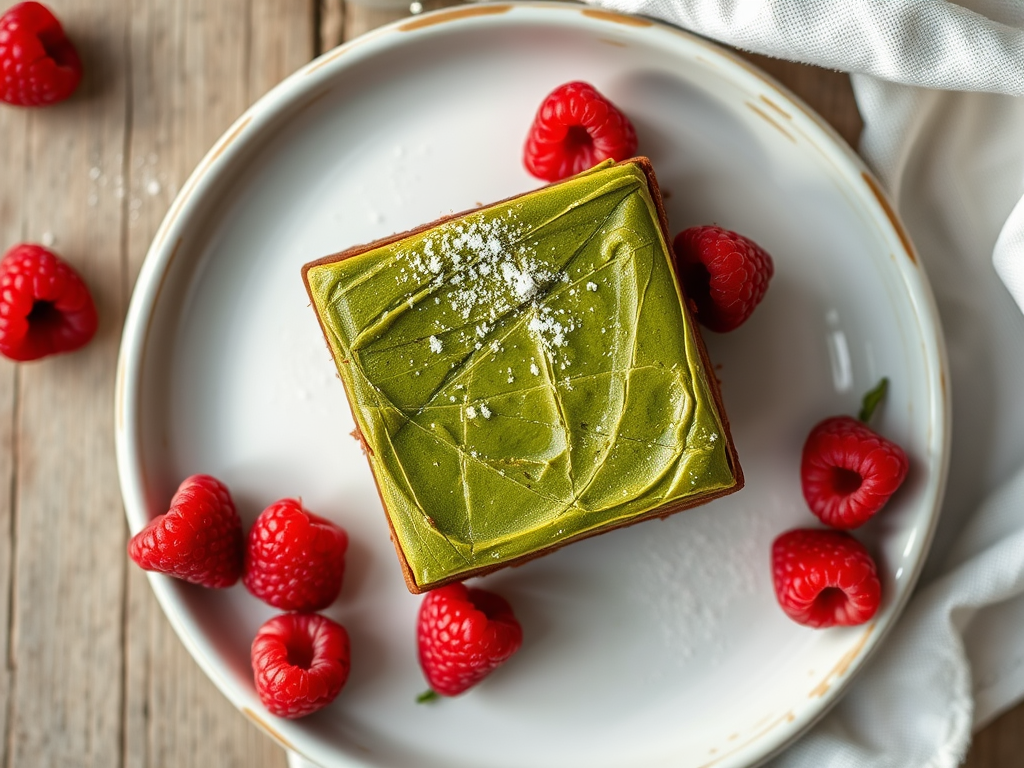 Matcha White Chocolate Brownies with Raspberry Dust 2025 03 11T053234.661Z