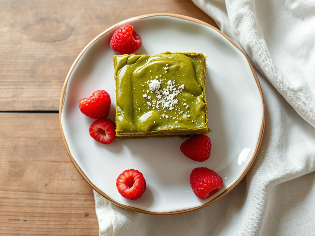 Easy Matcha Brownies with Raspberry Perfection