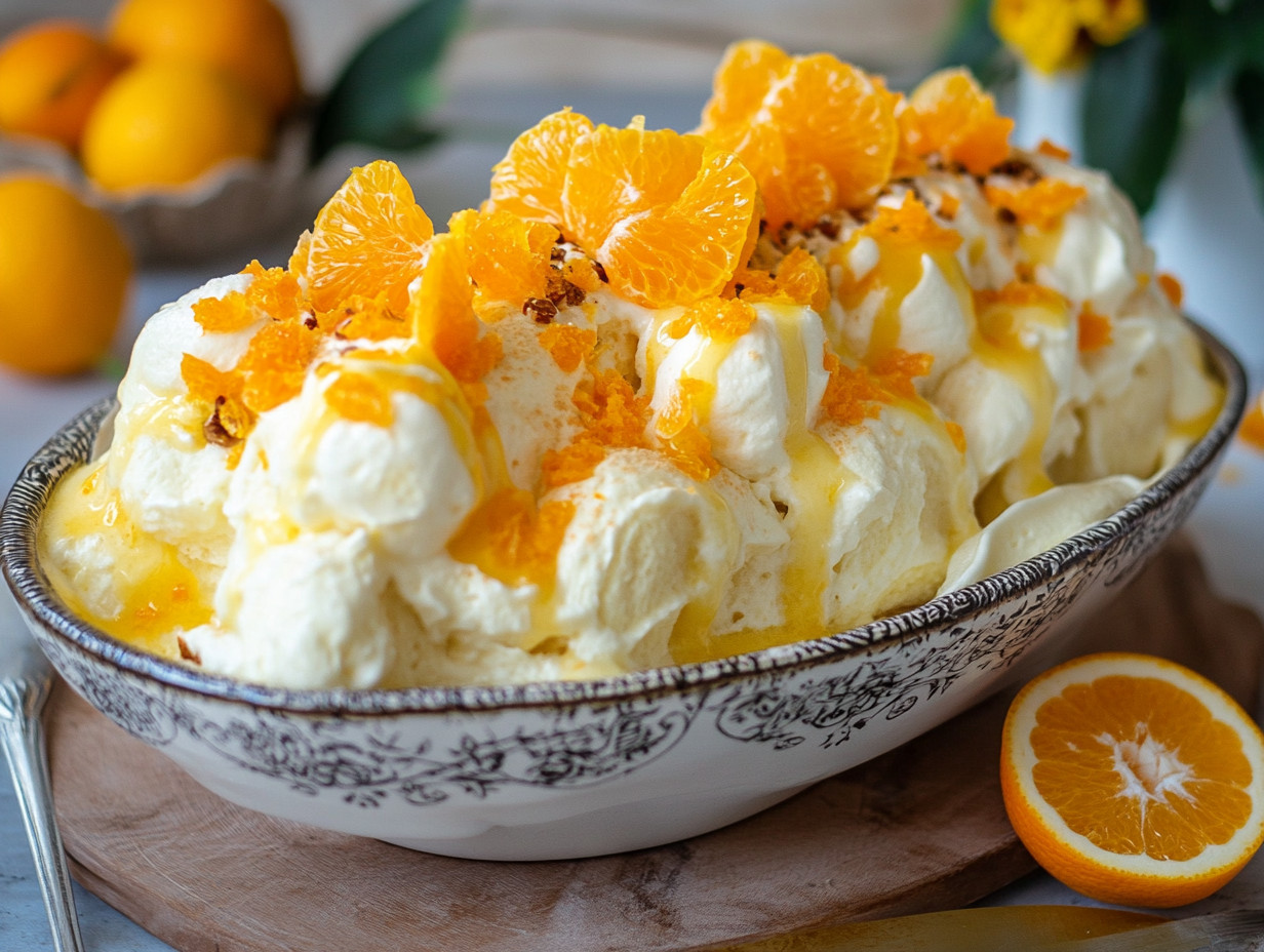 Refreshing Dutch Hangop with Orange Toppings