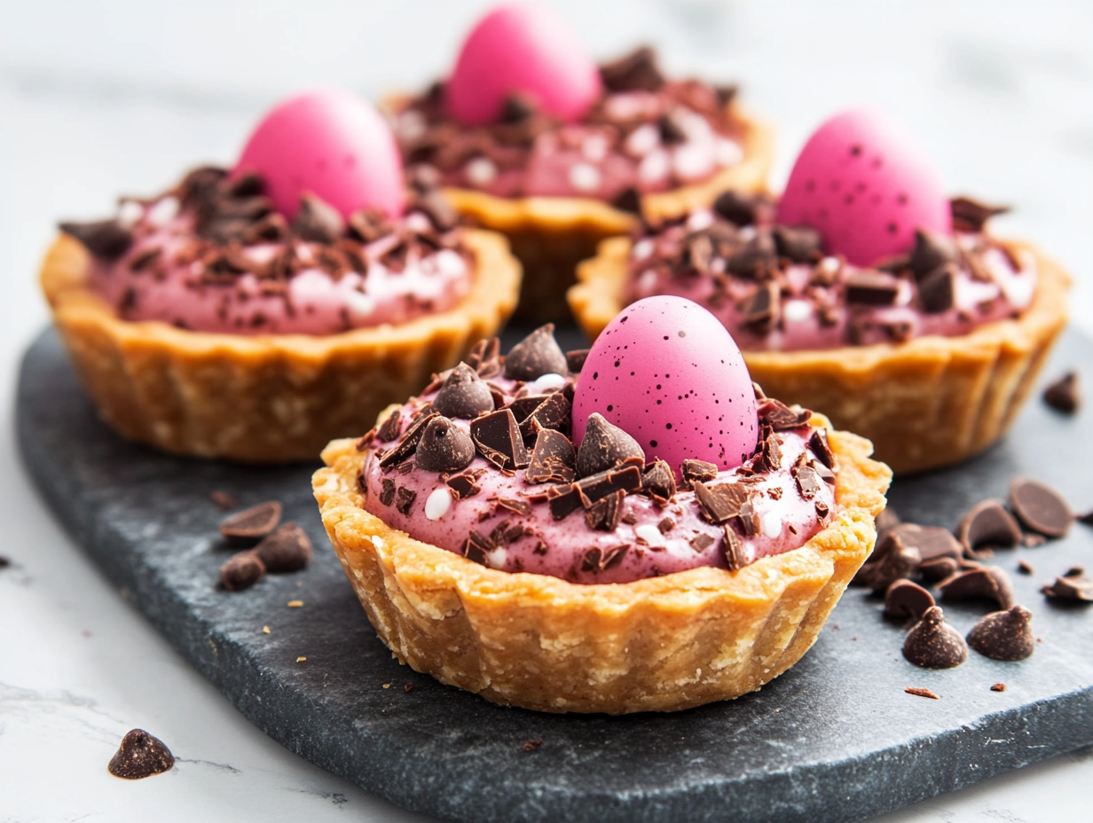 Ruby Chocolate Speckled Egg Tartlets