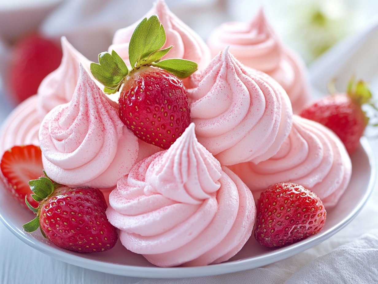 Strawberry Kiss Meringues